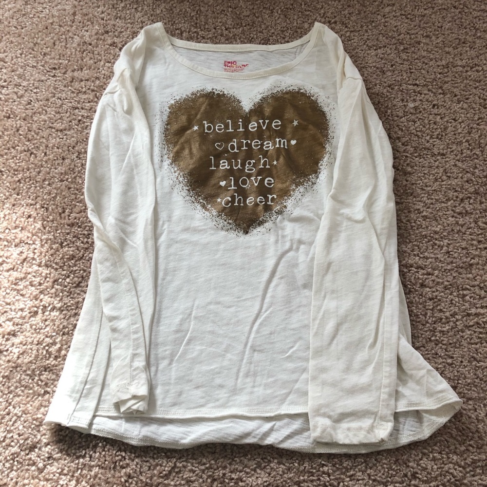 Gold Decal White Girl's Medium Longsleeve Top